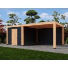 Overkapping Moderno Dubbelwandig 700cm x 350cm met schuur 300cm