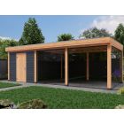 Overkapping Deluxe Enkelwandig 700cm x 350cm met schuur 300cm