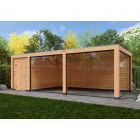 Overkapping Moderno Enkelwandig 800cm x 300cm met schuur 200cm