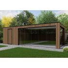 Tuinhuis Composiet Rhombus Teak 800cm x 330cm met schuur 300cm