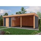 Overkapping Deluxe Dubbelwandig 800cm x 350cm met schuur 300cm