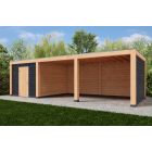 Overkapping Moderno Dubbelwandig 900cm x 300cm met schuur 300cm