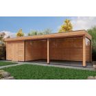 Overkapping Deluxe Dubbelwandig 900cm x 350cm met schuur 300cm