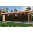 Overkapping Deluxe Enkelwandig 900cm x 350cm met schuur 200cm