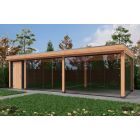 Overkapping DeLuxe Enkelwandig 900cm x 300cm met schuur 200cm