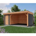 Overkapping DeLuxe Dubbelwandig 600cm x 300cm met schuur 200cm