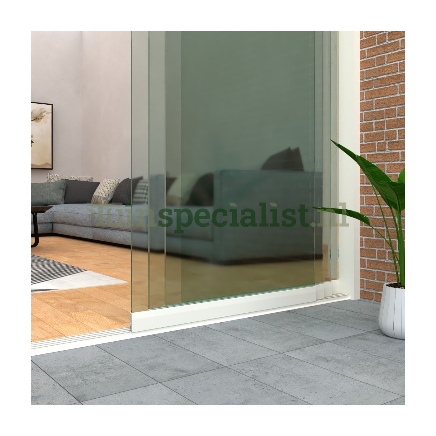 4-rail glazen schuifwand tot 3860 mm zuiverwit (Ral 9010) (4 x 980mm glas)
