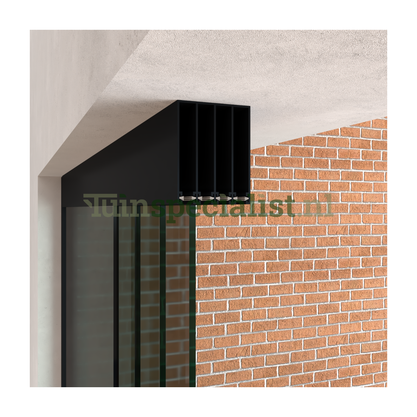 4-rail glazen schuifwand tot 4000 mm matzwart (Ral 9005) (4 x 1030mm glas) (Donker glas)