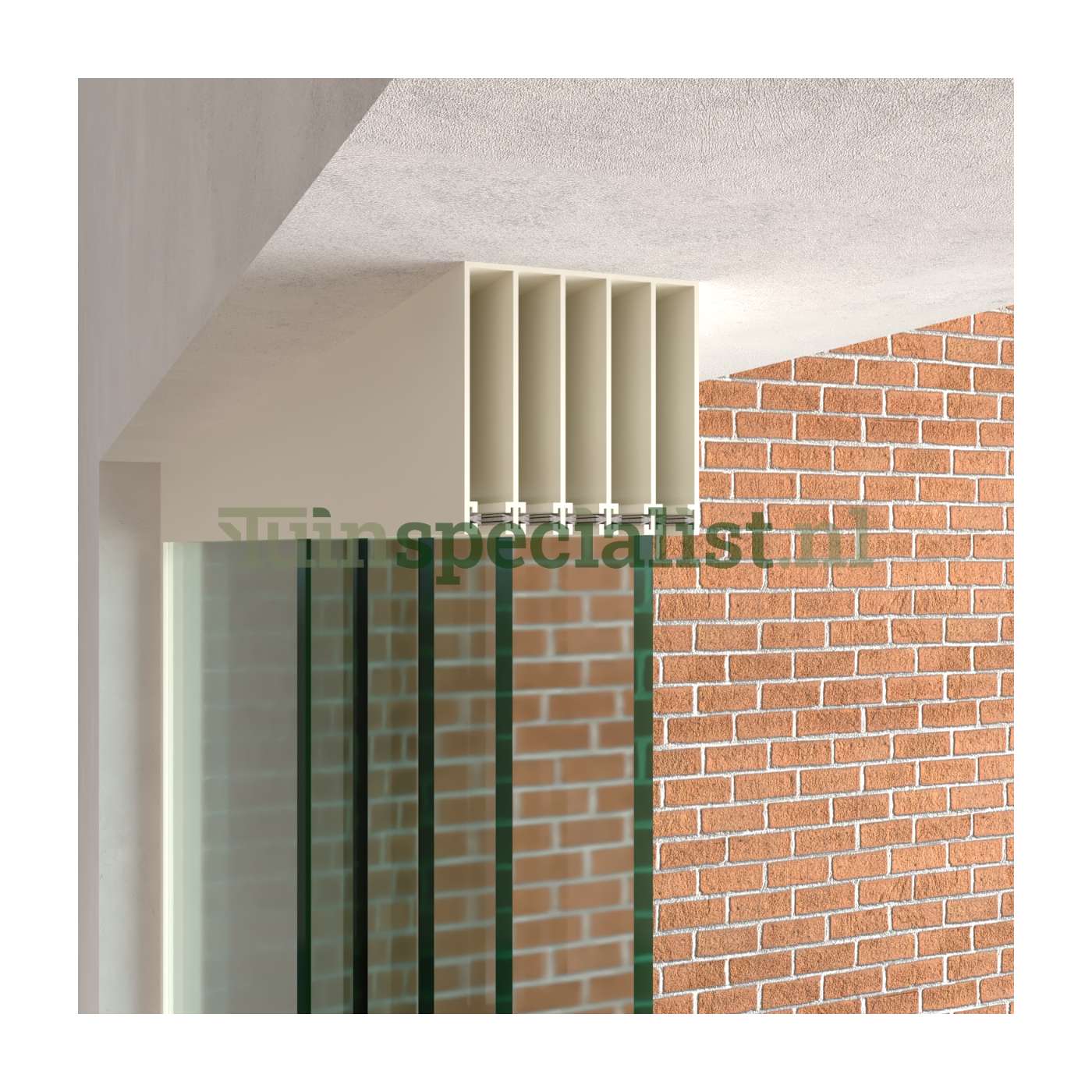 5-rail glazen schuifwand tot 4820 mm zuiverwit (Ral 9010) (5 x 980mm glas)