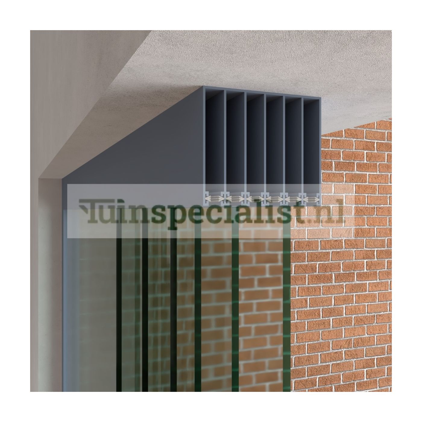 6-rail glazen schuifwand tot 5430 mm matantraciet (Ral 7016) (6 x 930mm glas)