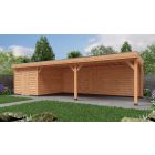 Overkapping DeLuxe Enkelwandig 1000cm x 300cm met schuur 300cm