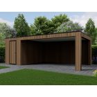 Tuinhuis Composiet Rhombus Teak 700cm x 370cm met schuur 200cm