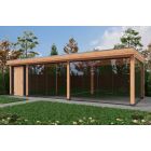Overkapping DeLuxe Enkelwandig 900cm x 300cm met schuur 200cm