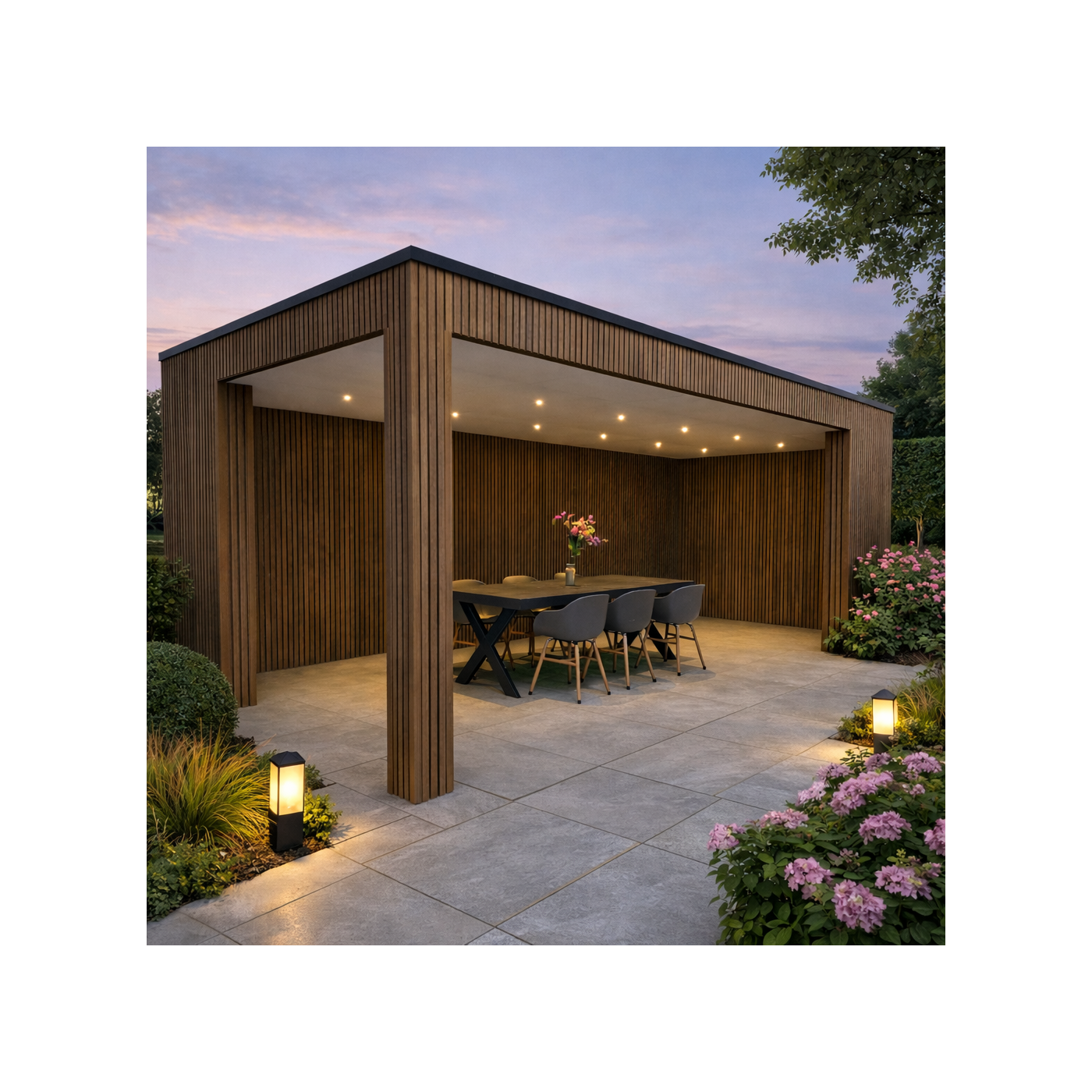 Overkapping Composiet Rhombus Teak 700cm x 370cm (500 - 200)