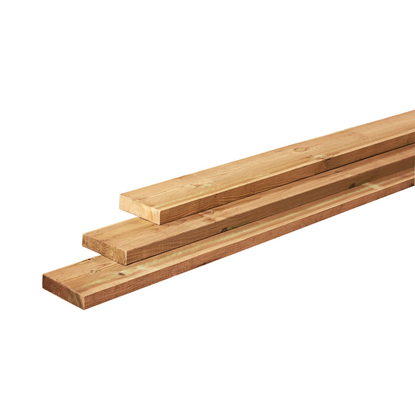 Grenen plank 1 zijde geschaafd, 1 zijde fijnbezaagd, 2,8 x 19,5 x 400 cm, groen geïmpregneerd
