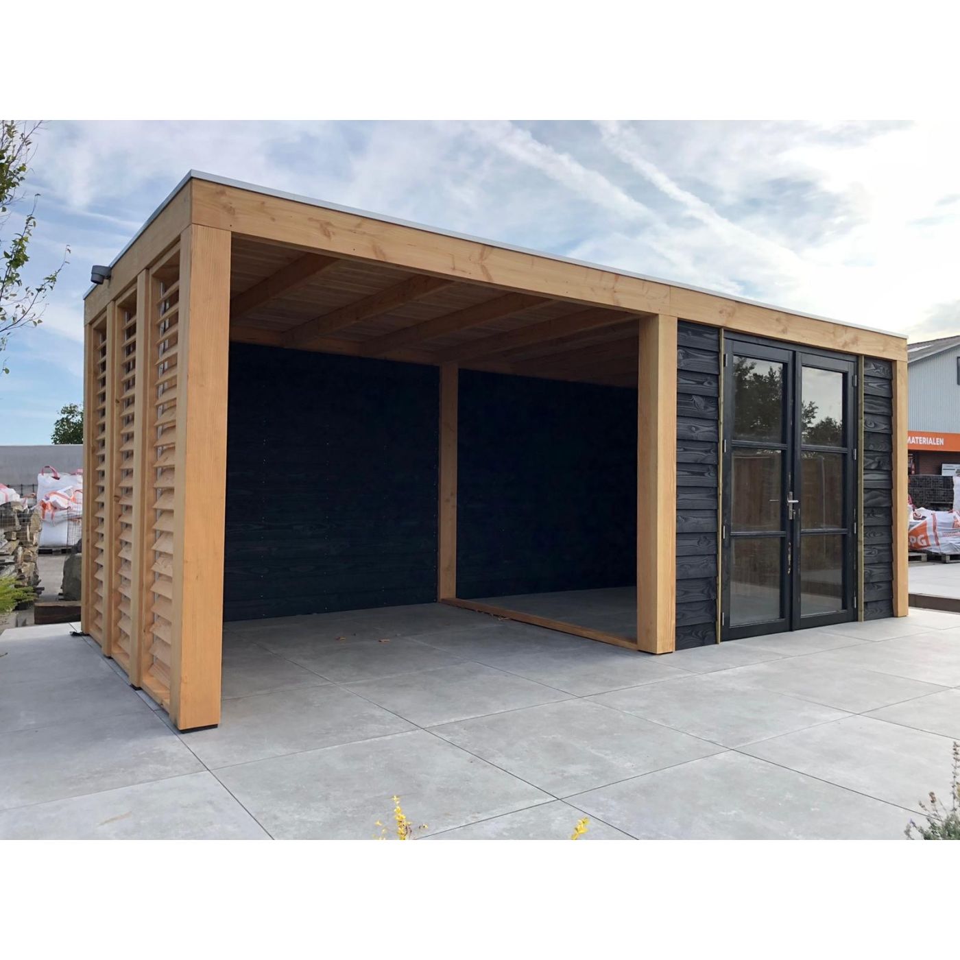 Overkapping Moderno Dubbelwandig 700cm x 400cm met schuur 300cm