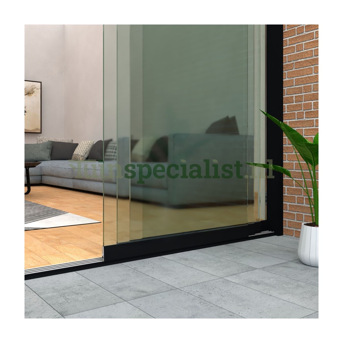 4-rail glazen schuifwand tot 3860 mm matzwart (Ral 9005) (4 x 980mm)