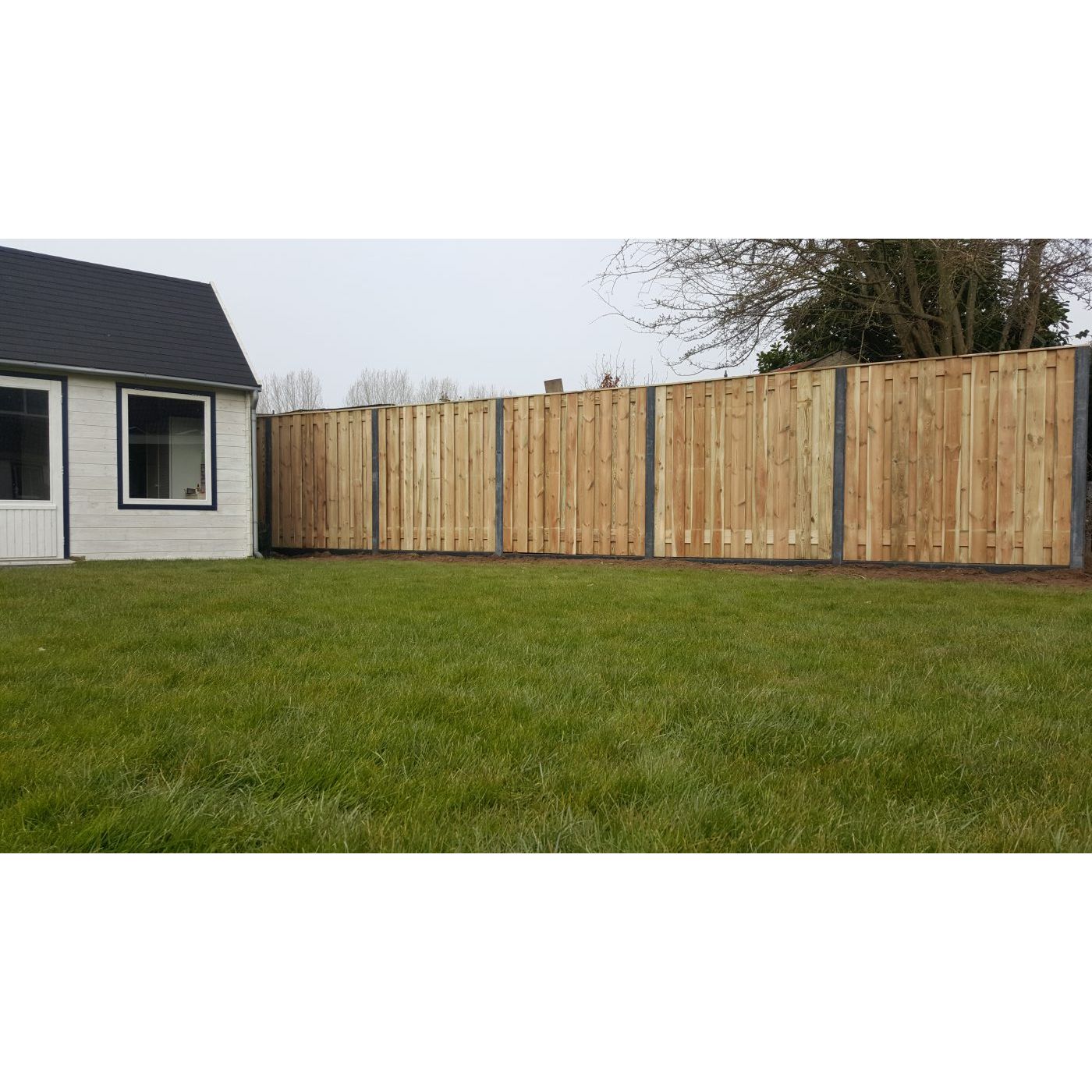 Hout/Beton schutting pakket Grenen 23 planks