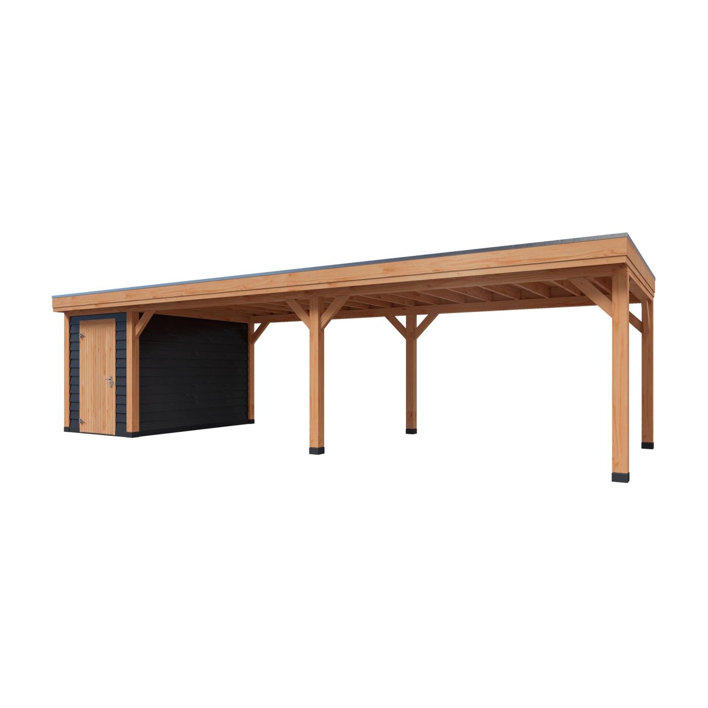 Overkapping Deluxe Enkelwandig 1000cm x 400cm met schuur 200cm
