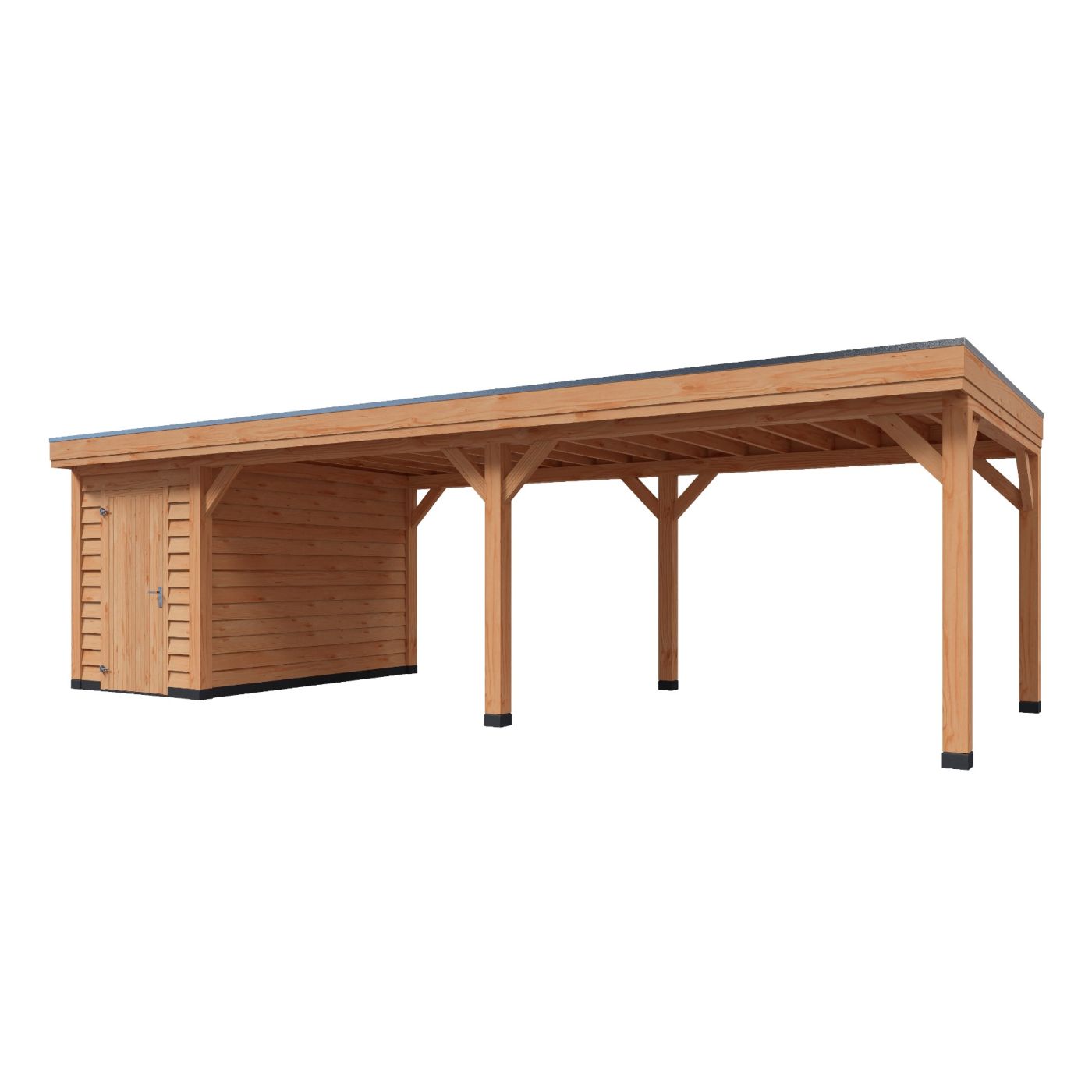 Overkapping Deluxe Enkelwandig 900cm x 400cm met schuur 200cm