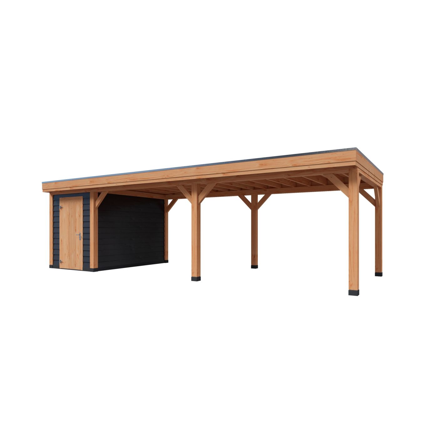Overkapping Deluxe Dubbelwandig 900cm x 350cm met schuur 200cm