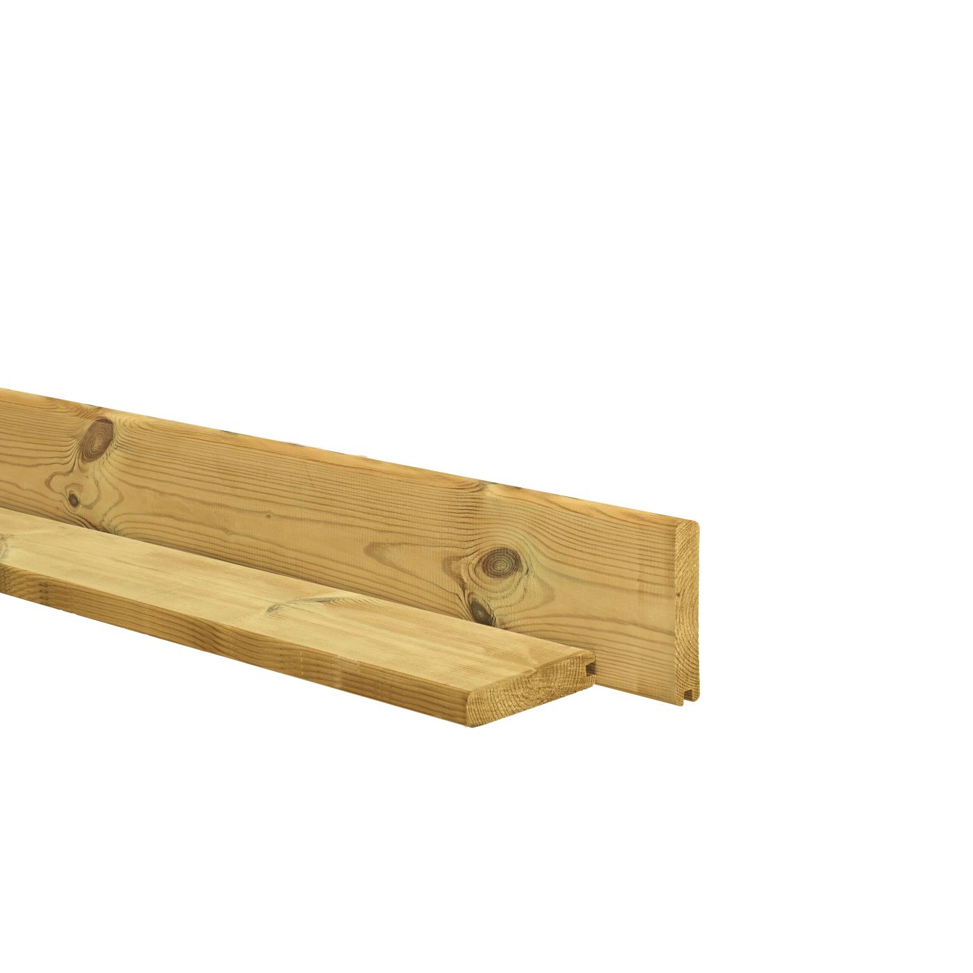 Grenen profielplank (afdekplank) 2,8 x 13,5 x 200 cm, groen geïmpregneerd