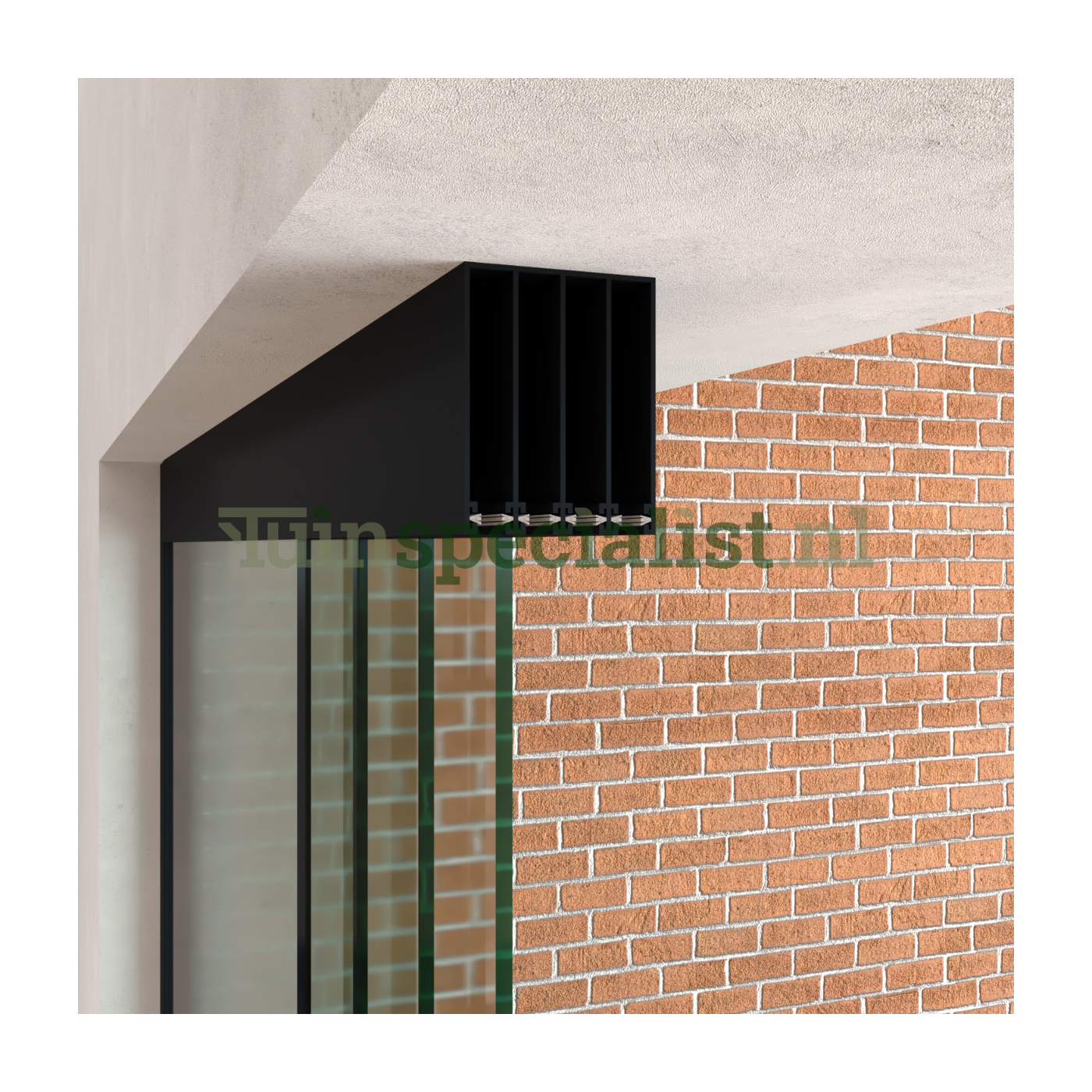 4-rail glazen schuifwand tot 3860 mm matzwart (Ral 9005) (4 x 980mm)