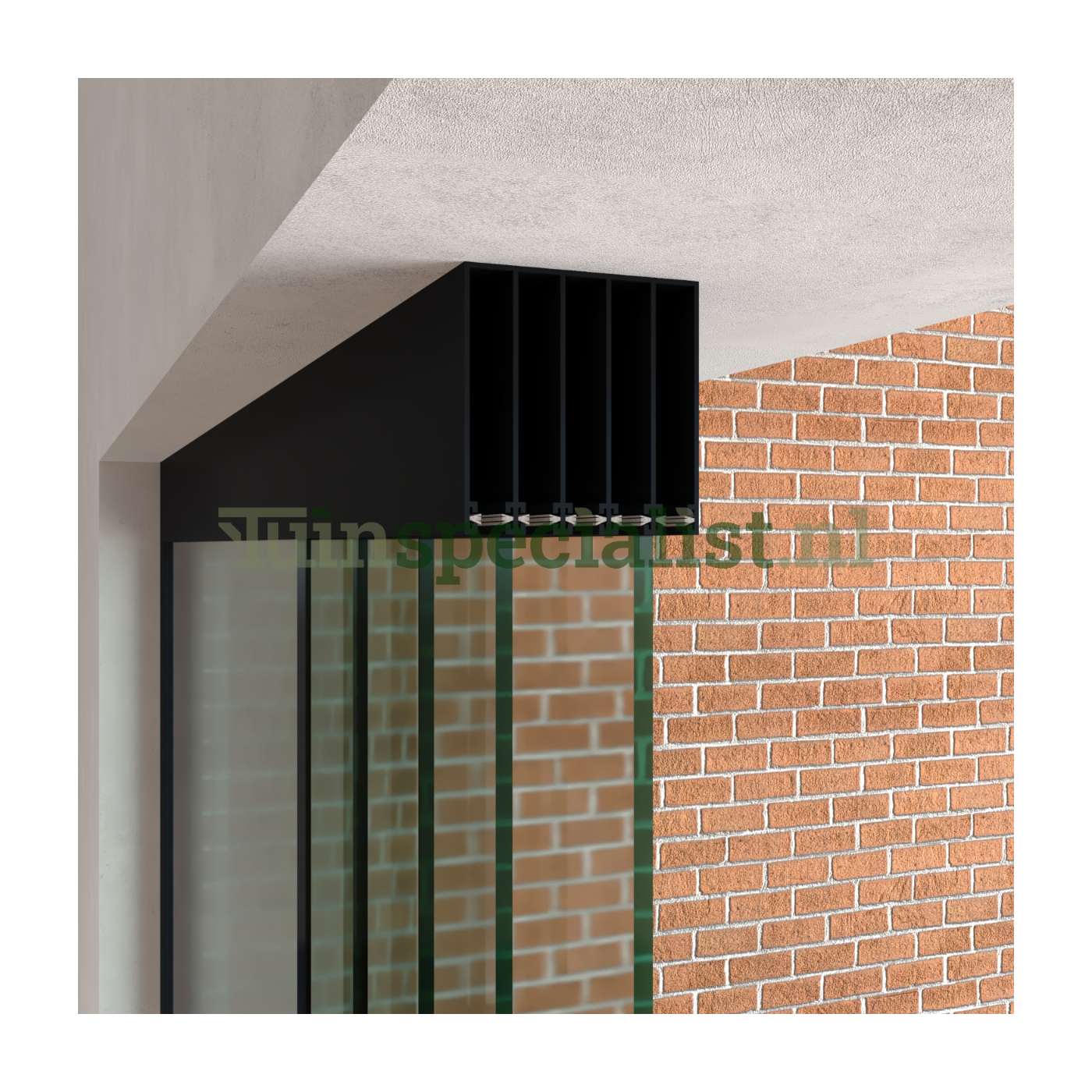5-rail glazen schuifwand tot 4020 mm matzwart (Ral 9005) (5 x 830mm glas)
