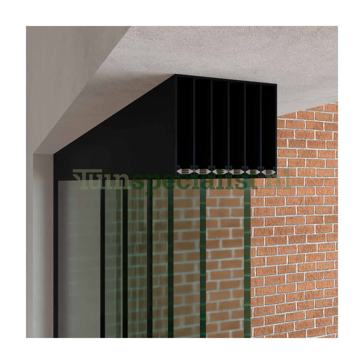6-rail glazen schuifwand tot 5300 mm matzwart (Ral 9005) (6 x 900m glas)