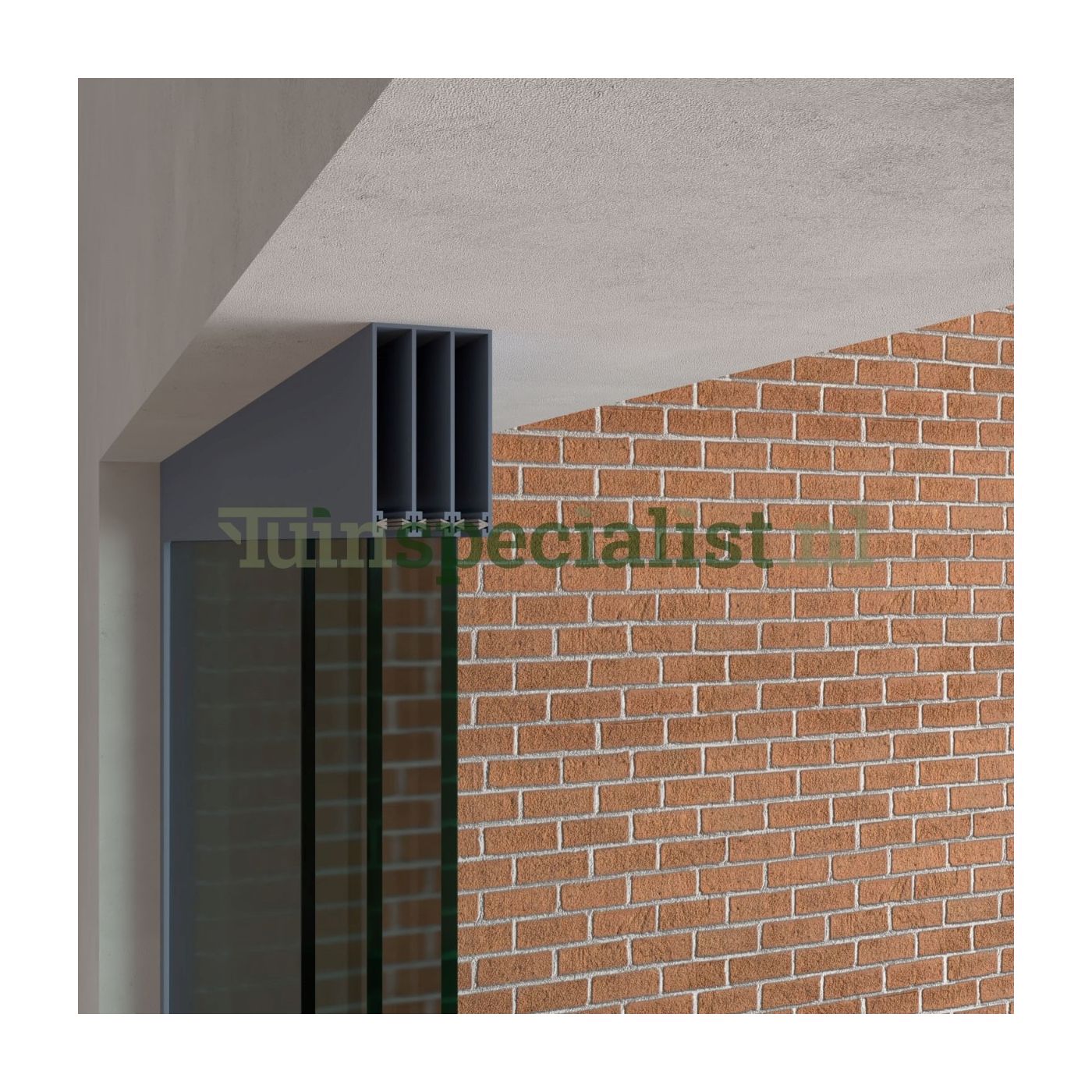 3-rail glazen schuifwand tot 2730 mm matantraciet (Ral 7016) (3 x 930mm glas) (Donker glas)