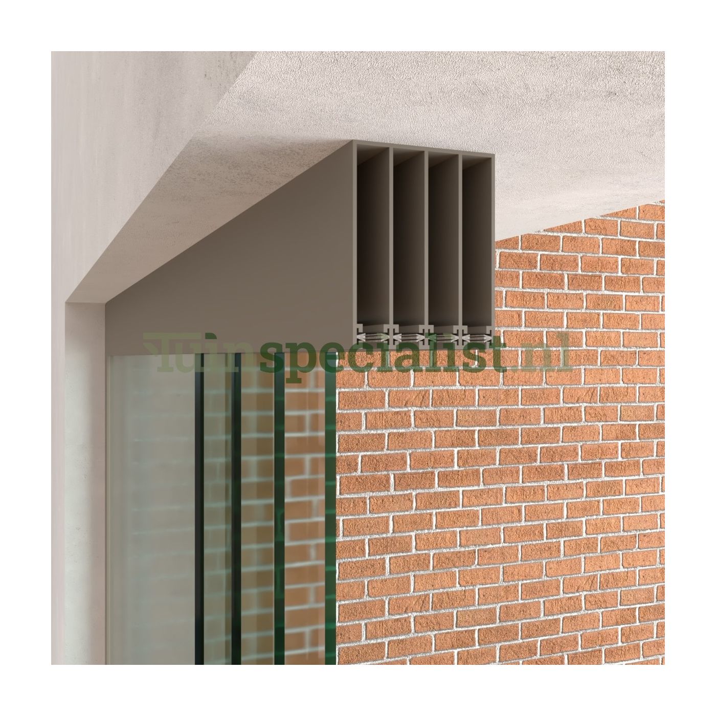4-rail glazen schuifwand tot 3860 mm quartzgrey (Ral 7039) (4 x 980mm glas)
