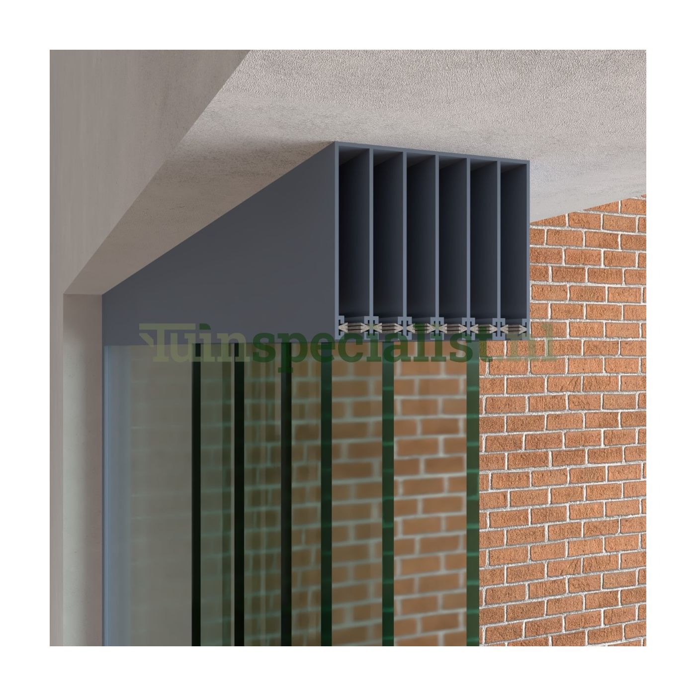 6-rail glazen schuifwand tot 6000 mm matantraciet (Ral 7016) (6 x 1030mm glas)
