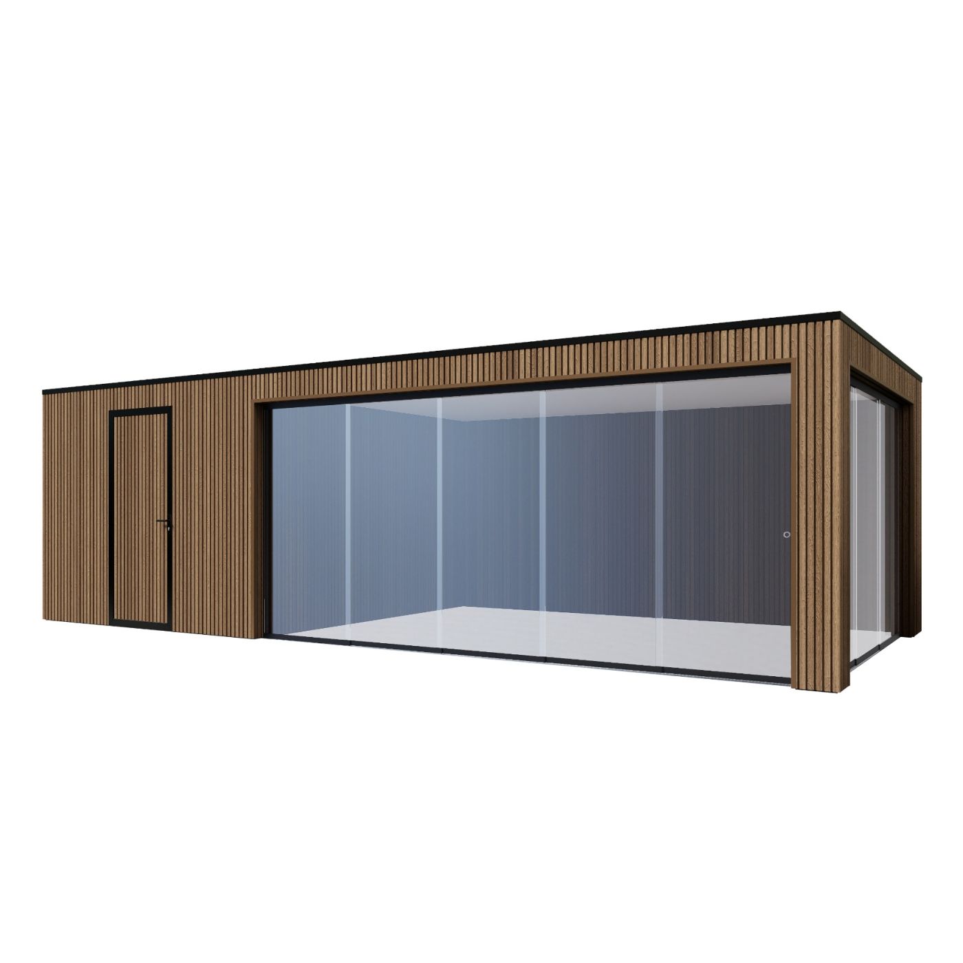 Tuinhuis Composiet Rhombus Teak 800cm x 370cm met schuur 300cm