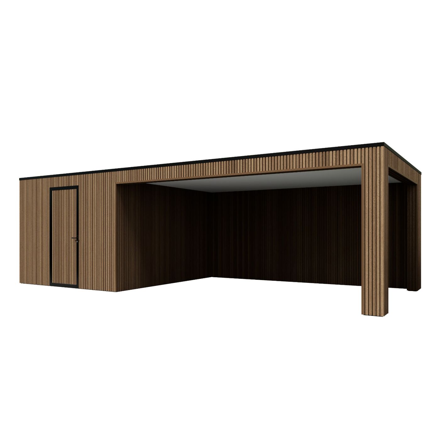 Tuinhuis Composiet Rhombus Teak 800cm x 330cm met schuur 300cm