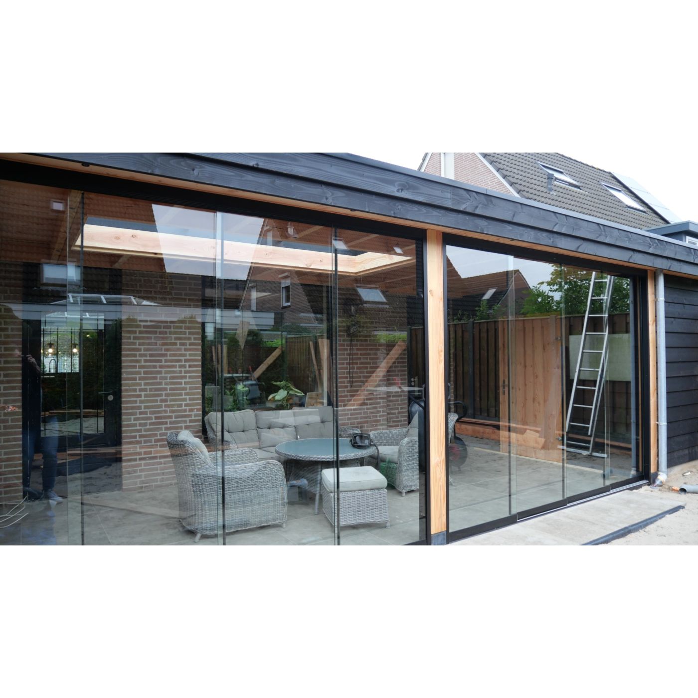Aanbouw Overkapping Comfort met zwarte boei 500cm x 350cm