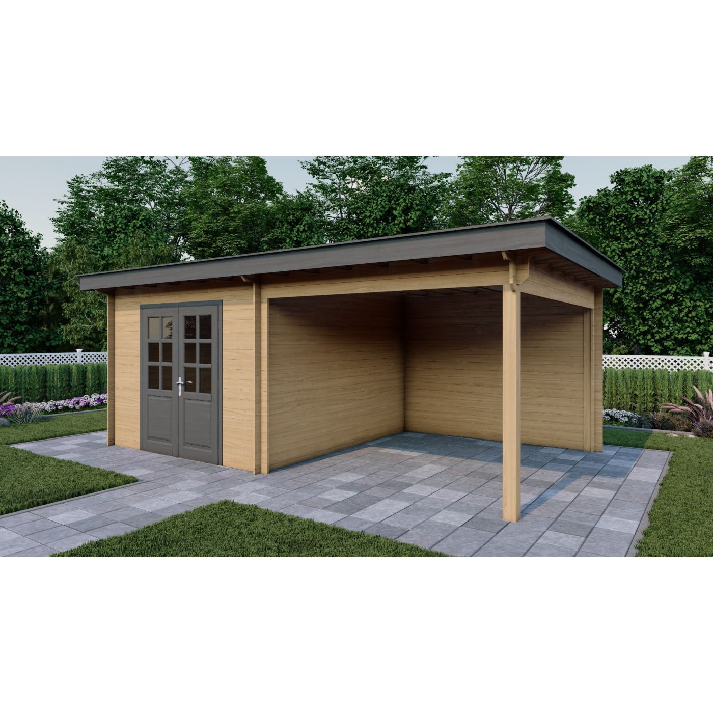 Tuinhuis Nordline 660cm x 390cm incl. schuur 300cm