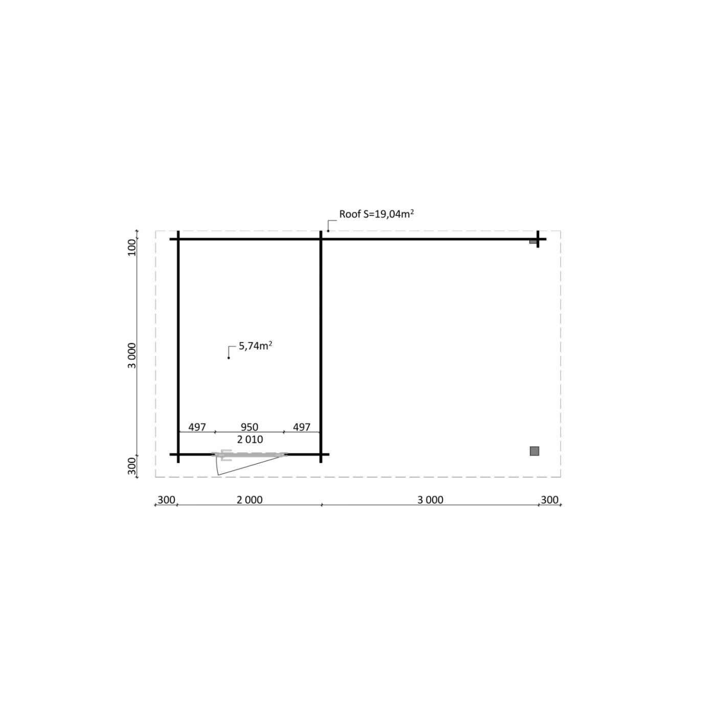 Tuinhuis Nordline 560cm x 340cm incl. schuur 200cm