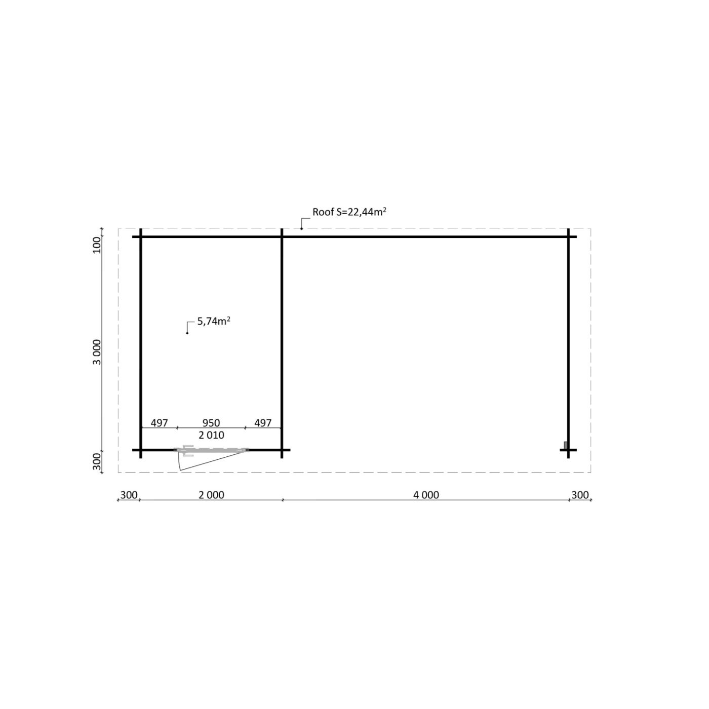 Tuinhuis Nordline 660cm x 340cm incl. schuur 200cm