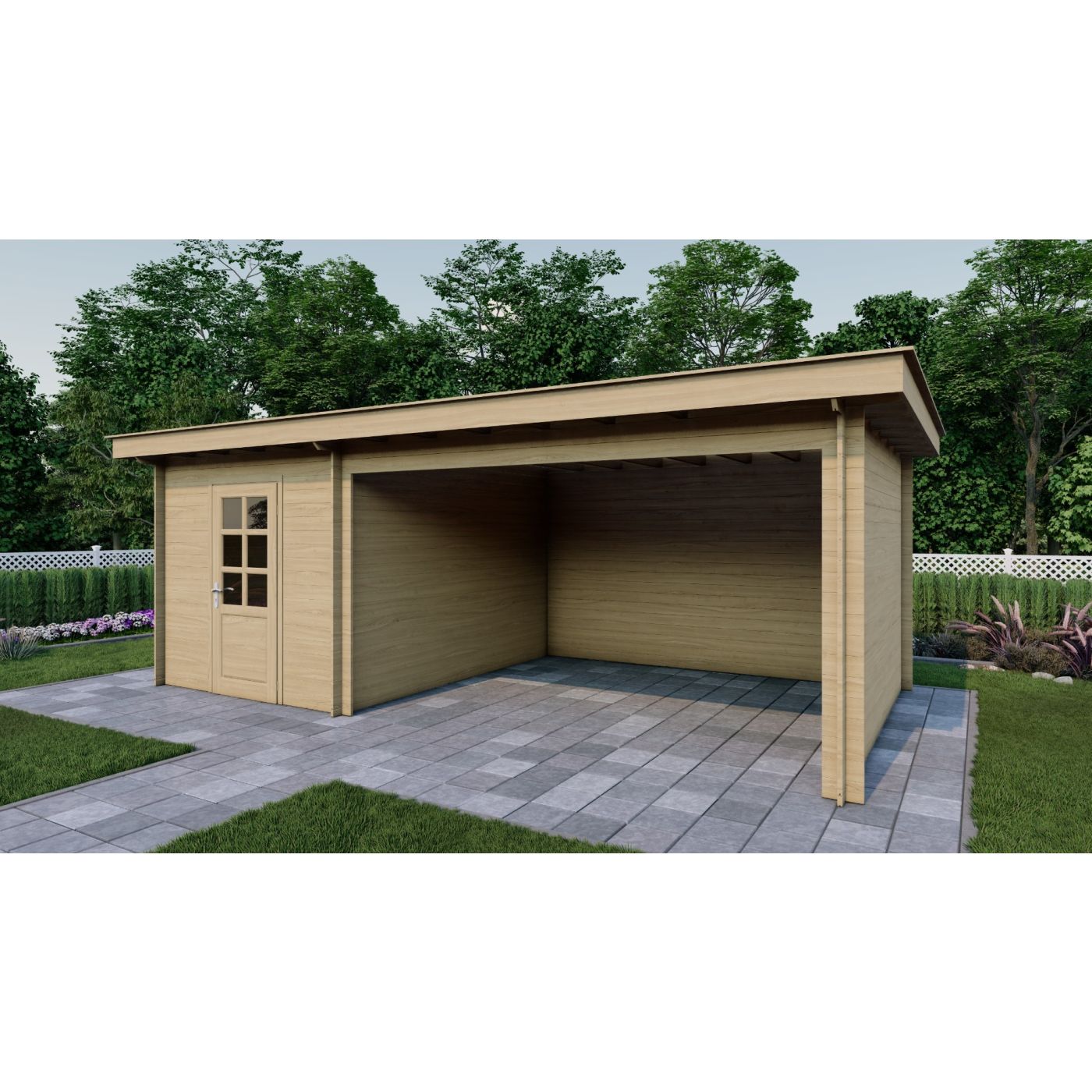 Tuinhuis Nordline 660cm x 340cm incl. schuur 200cm