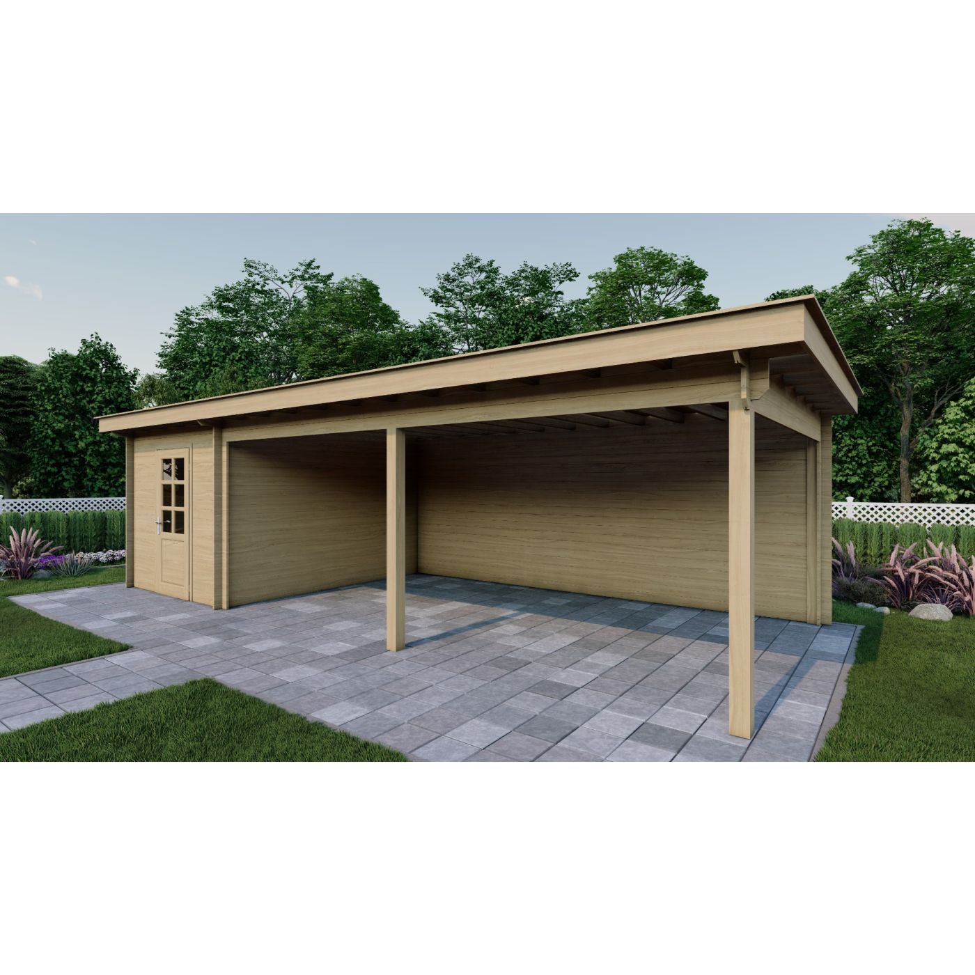 Tuinhuis Nordline 860cm x 340cm incl. schuur 200cm