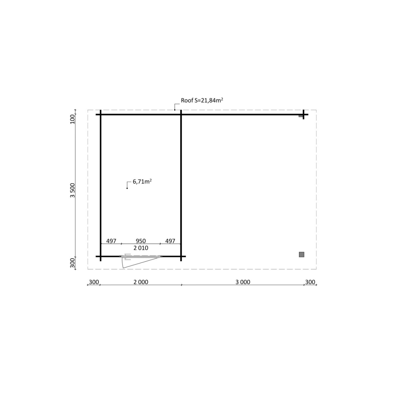 Tuinhuis Nordline 560cm x 390cm incl. schuur 200cm