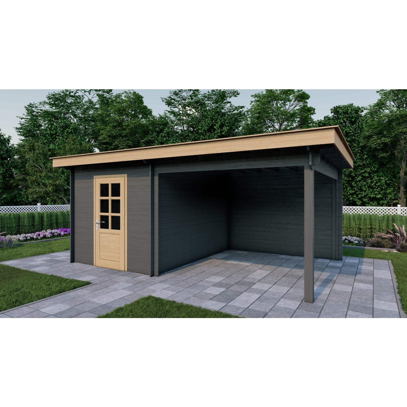 Tuinhuis Nordline 560cm x 390cm incl. schuur 200cm