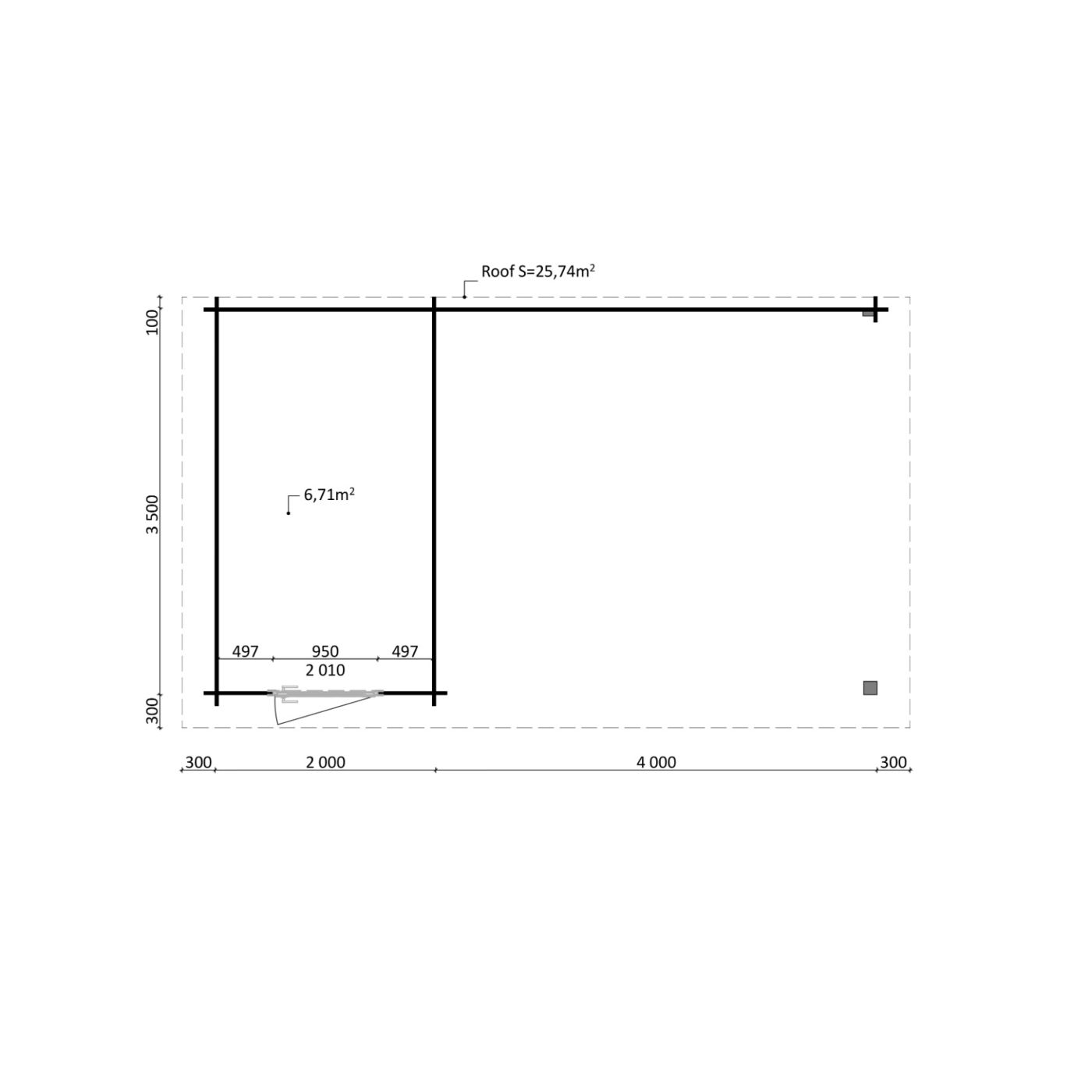 Tuinhuis Nordline 660cm x 390cm incl. schuur 200cm