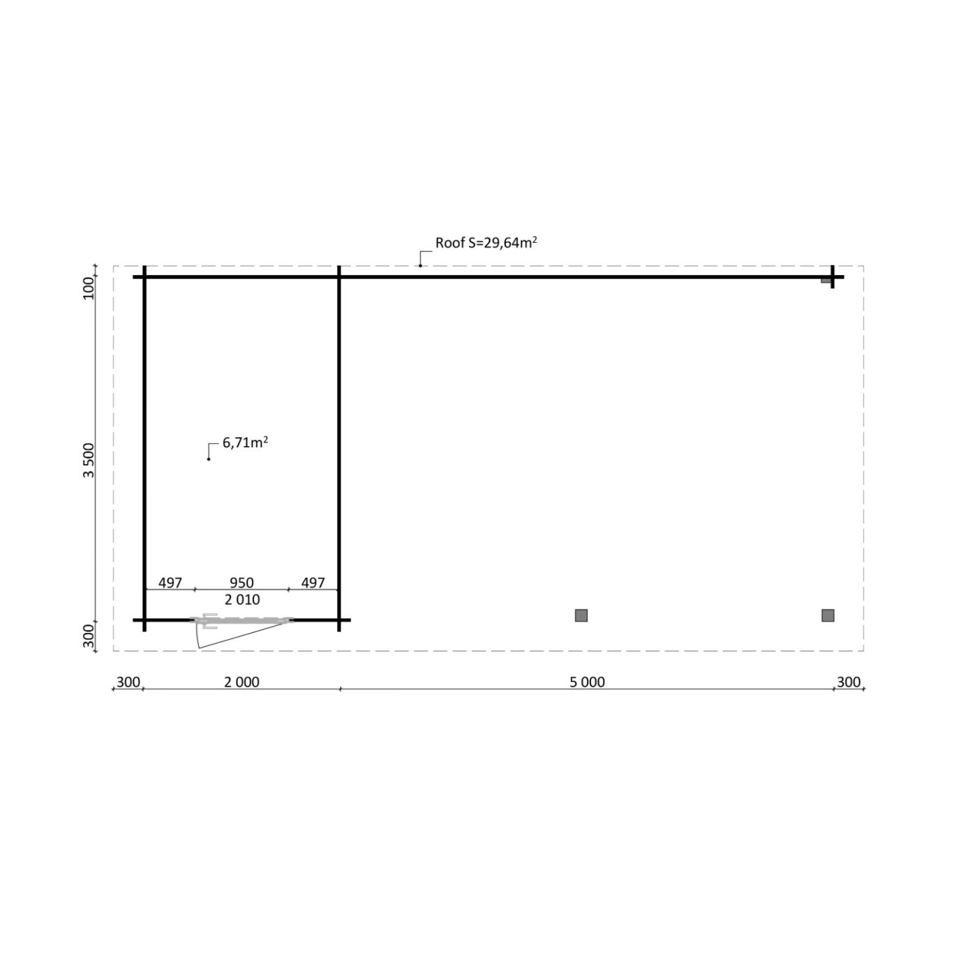 Tuinhuis Nordline 760cm x 390cm incl. schuur 200cm