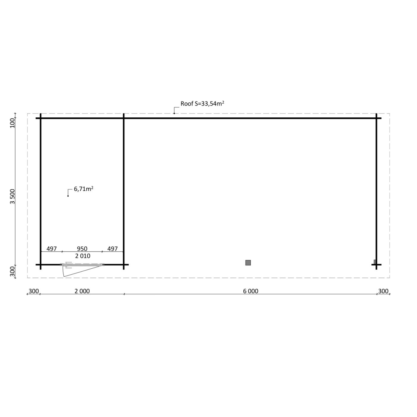 Tuinhuis Nordline 860cm x 390cm incl. schuur 200cm