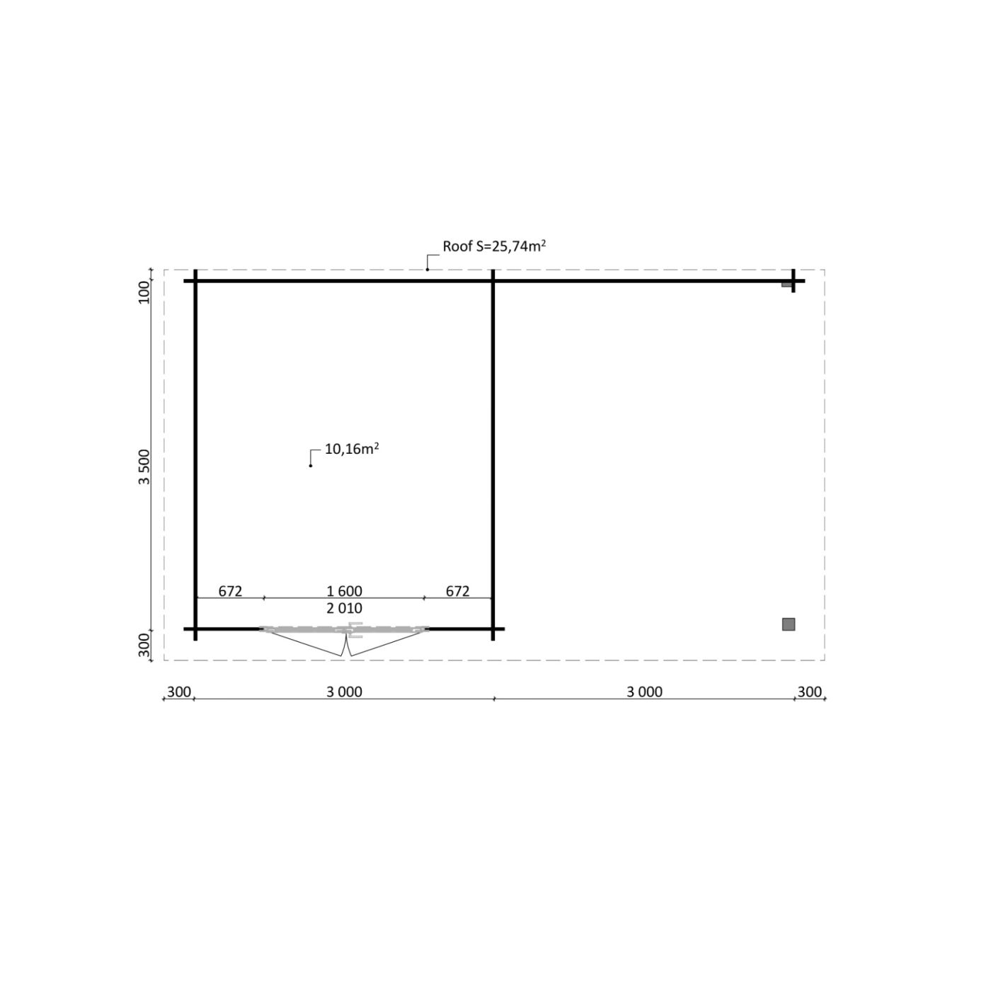 Tuinhuis Nordline 660cm x 390cm incl. schuur 300cm