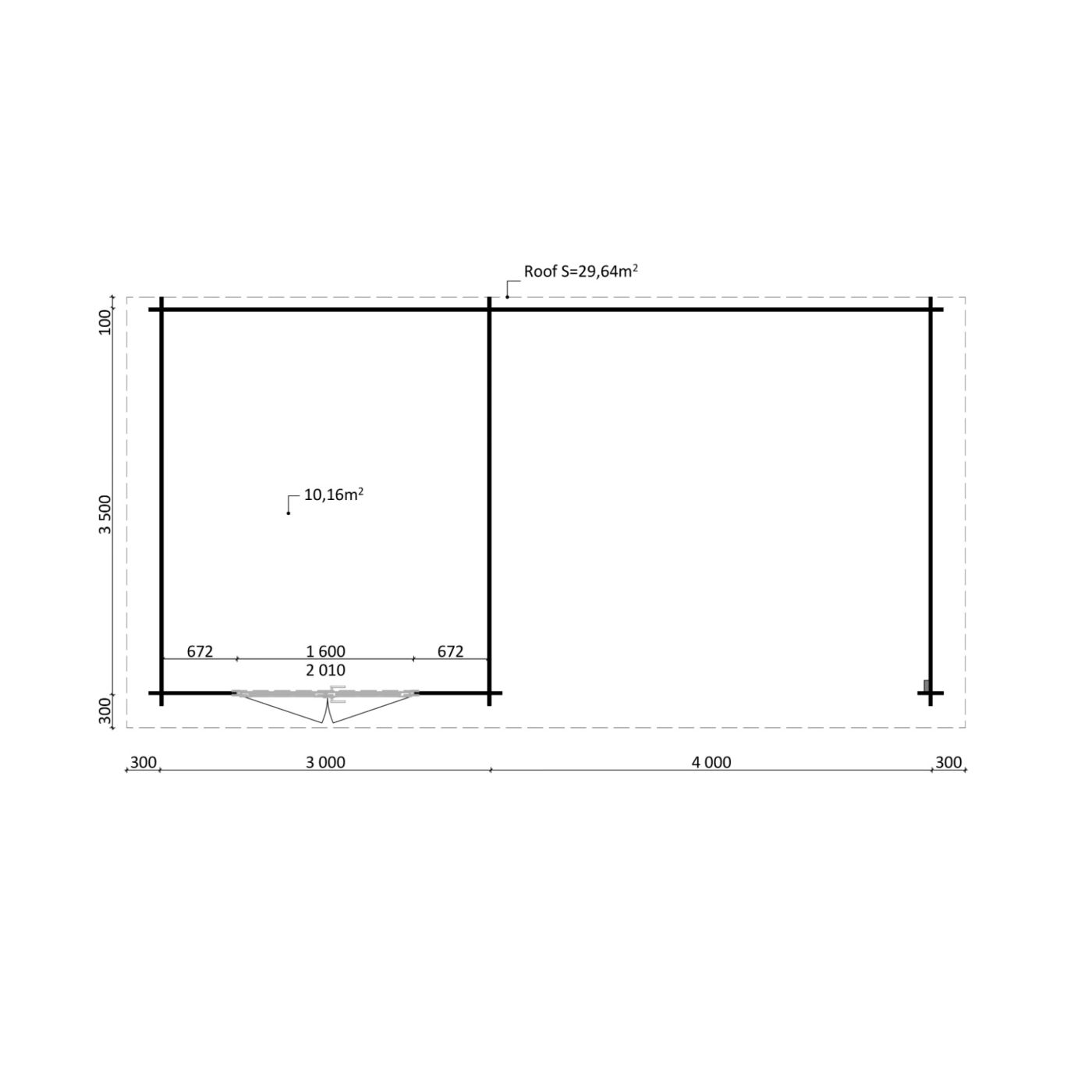 Tuinhuis Nordline 760cm x 390cm incl. schuur 300cm