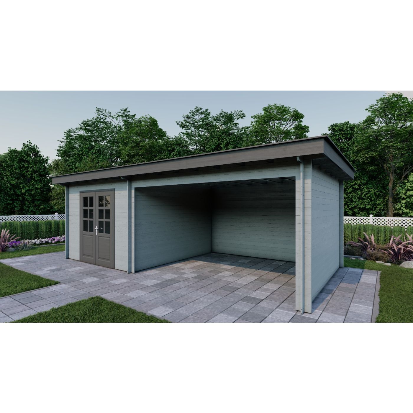 Tuinhuis Nordline 760cm x 390cm incl. schuur 300cm