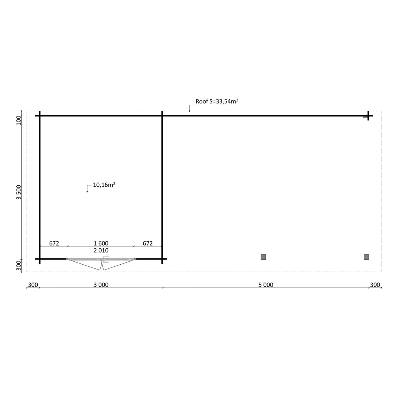 Tuinhuis Nordline 860cm x 390cm incl. schuur 300cm