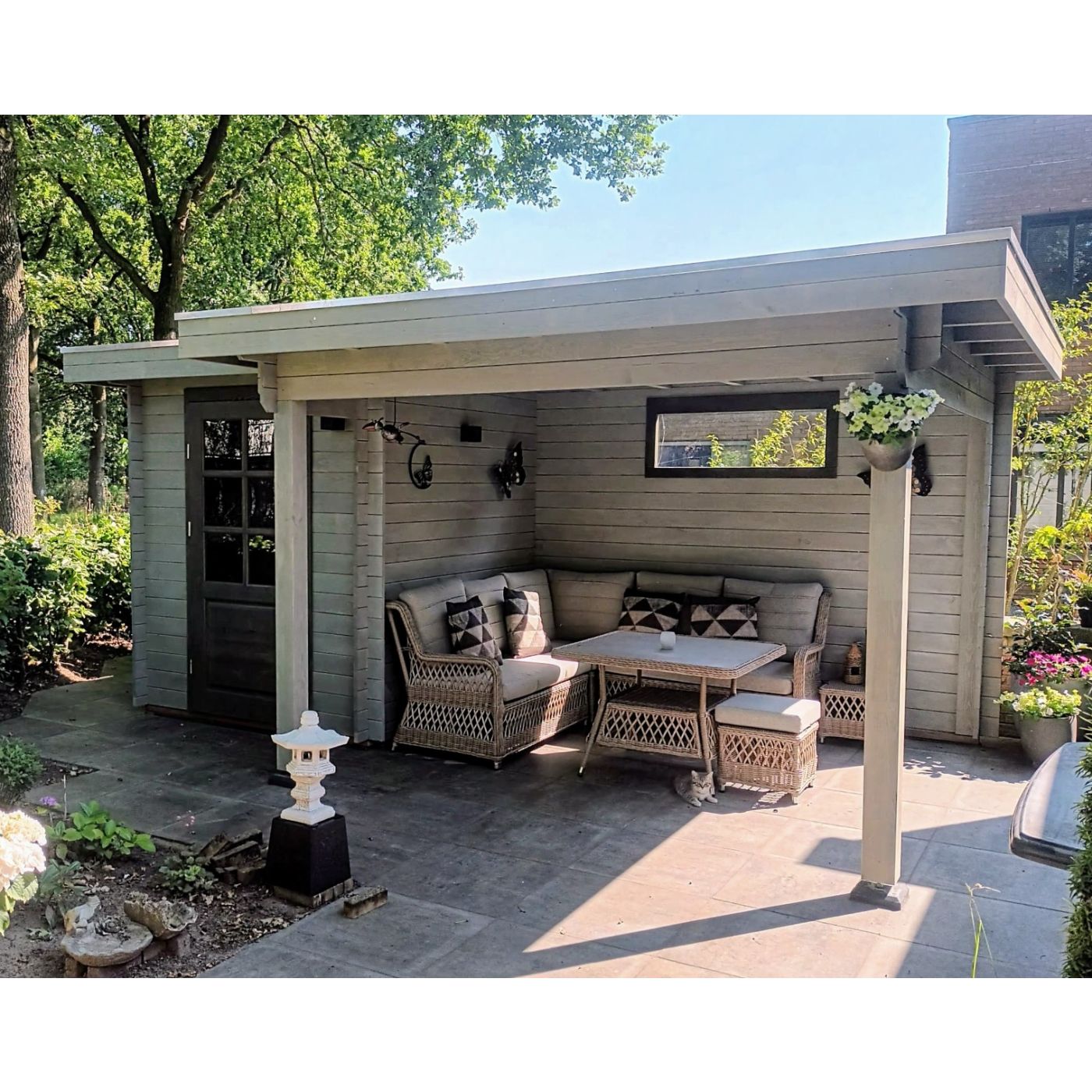 Tuinhuis Nordline 760cm x 390cm incl. schuur 300cm